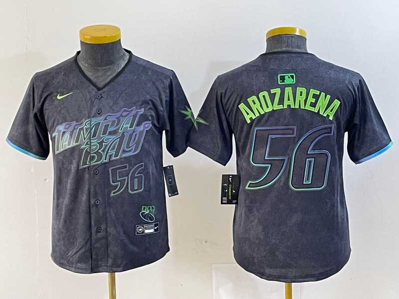 Mens Tampa Bay Rays #56 Randy Arozarena Number Charcoal 2024 City Connect Limited Stitched Jersey